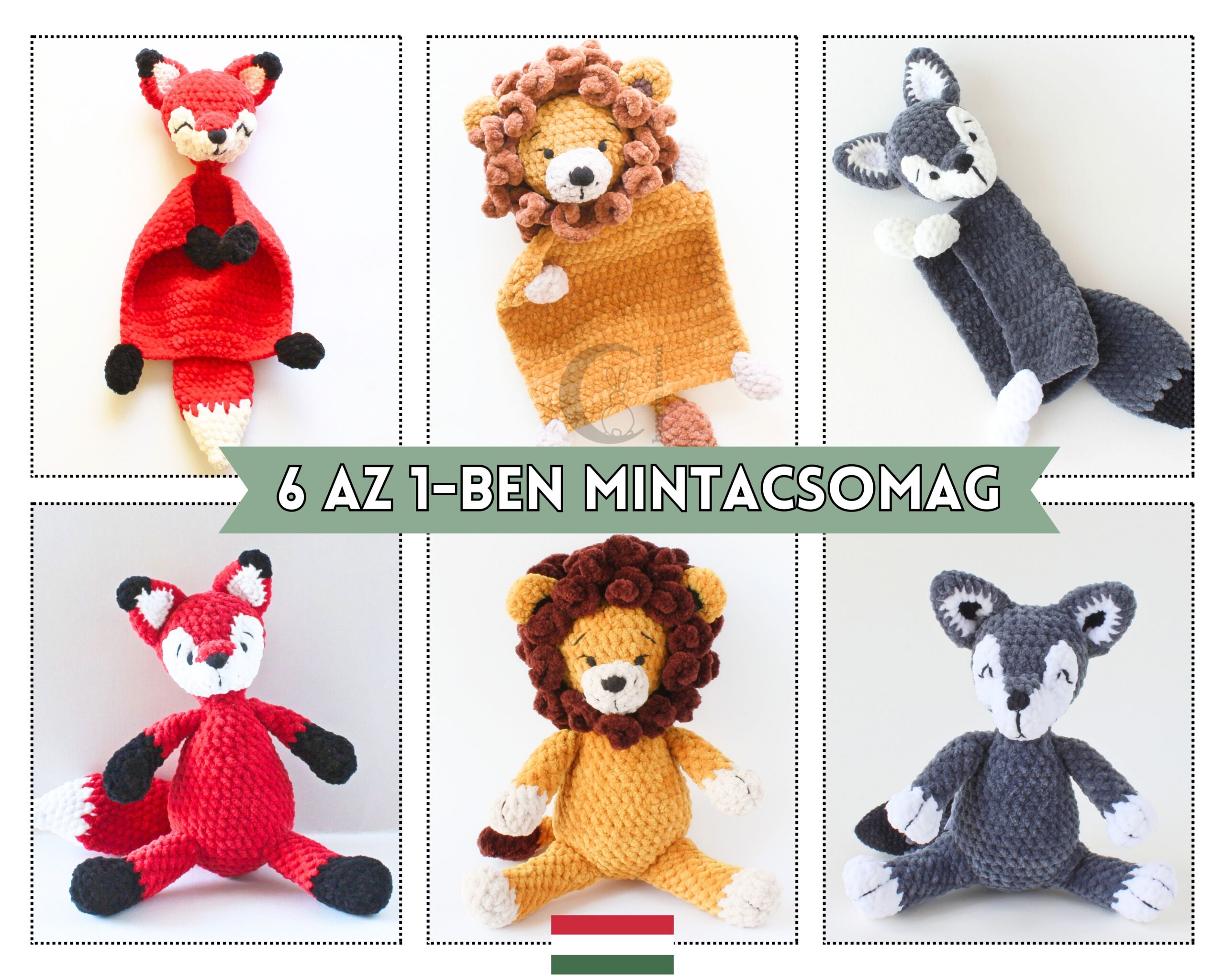 Róka - Oroszlán - Farkas nagy horgolásminta csomag